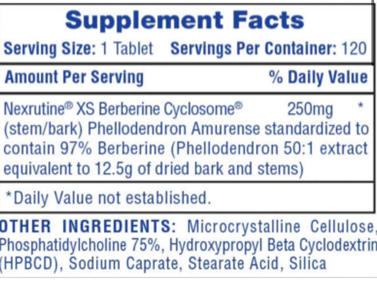 BERBERINE 120 TABLETES